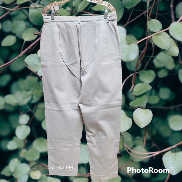 LAND'S END Classic Chino Pants Hi Rise Straight Leg Ivory Color Relaxed … - Picture 2 of 10